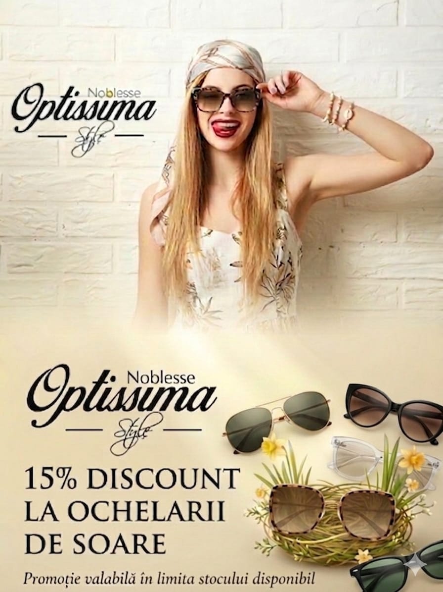 Optissima Noblesse Style - 15% discount la ochelarii de soare
